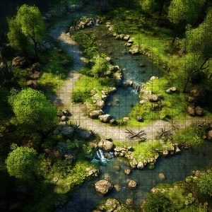 Forest Creek Battle Map, D&D Battle Map, D&D, Battlemap, Dungeons and Dragons, 5e, Roll20, Fantasy Grounds, Gießerei, VTT, Digital Map