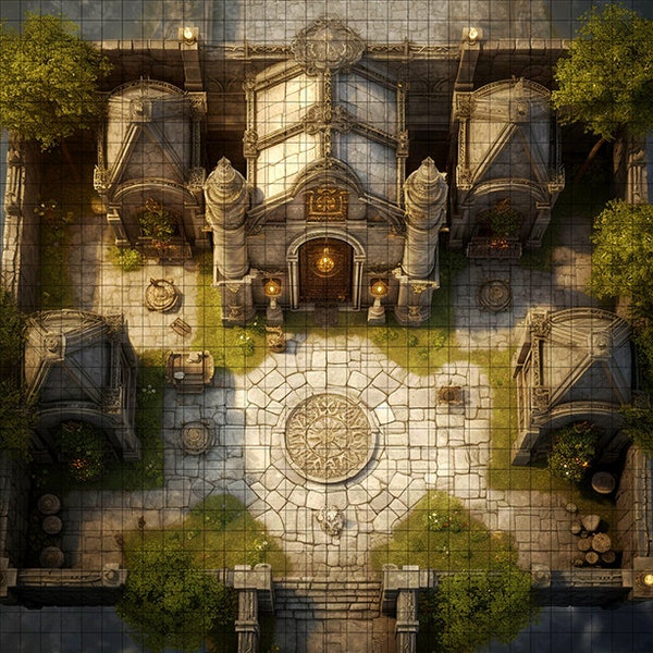 Holy Shrine Battle Map,  DnD Battle Map, D&D, Battlemap, Dungeons and Dragons, 5e, Roll20, Fantasy Grounds, Foundry, VTT, Digital Map