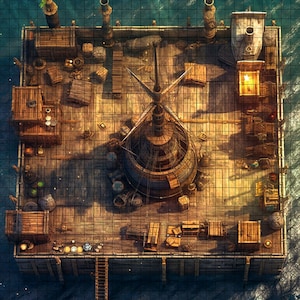 Port Rig Battle Map, DnD Battle Map, D&D, Battlemap, Dungeons and Dragons, 5e, Roll20, Fantasy Grounds, Foundry, VTT, Digitale kaart