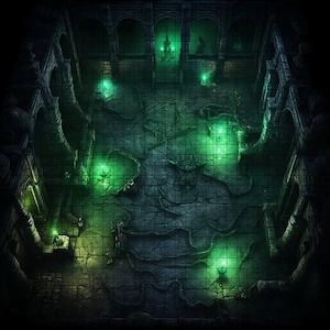 Living Crypts Battle Map, DnD Battle Map, D&D, Battlemap, Dungeons and Dragons, 5e, Roll20, Fantasy Grounds, Foundry, VTT, Digitale kaart