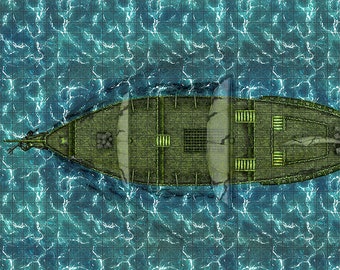 Geisterschiff Map, DnD Karte, D&D, Fantasy Map, Dungeons and Dragons, 5e, Roll20, Fantasy Base, Gießerei, Digitale Karte