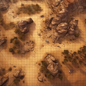 Desert Trail Battle Map, DnD Battle Map, D&D, Battlemap, Dungeons and Dragons, 5e, Roll20, Fantasy Grounds, Foundry, VTT, Digital Map
