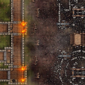 Castle Siege Battle Map, DnD Battle Map, D&D, Battlemap, Dungeons and Dragons, 5e, Roll20, Fantasy Grounds, Foundry, VTT, Digitale kaart, Oorlog