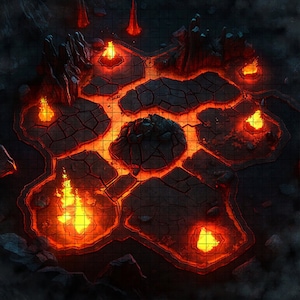 River of Lava Battle Map, DnD Battle Map, D&D, Battlemap, Dungeons and Dragons, 5e, Roll20, Fantasy Grounds, Foundry, VTT, Digital Map