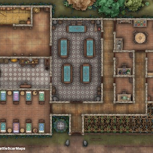 Arcane Guild Hall Battle Map, DnD Battle Map, D&D, Battlemap, Dungeons and Dragons, 5e, Roll20, Fantasy Grounds, Foundry, VTT, Digitale kaart