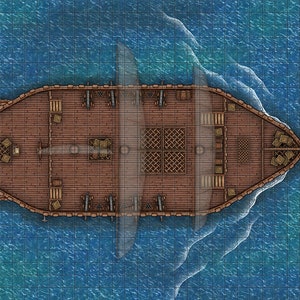 Ship Kraken Battle Map, DnD Battle Map, D&D, Battlemap, Donjons et Dragons, 5e, Roll20, Fantasy Grounds, Foundry, VTT, Digital Map