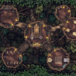 Tree Top Base Battle Map, DnD Battle Map, D&D, Battlemap, Dungeons and Dragons, 5e, Roll20, Fantasy Grounds, Foundry, VTT, Digitale kaart