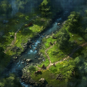 Forest Stream 2 Battle Map, D&D Battle Map, D&D, Battlemap, Dungeons and Dragons, 5e, Roll20, Fantasy Grounds, Gießerei, VTT, Digital Map