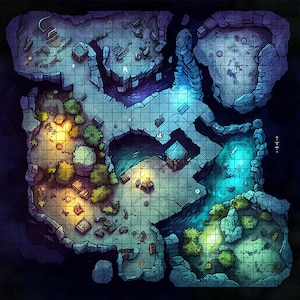 Underdark Cavern Battle Map, DnD Battle Map, D&D, Battlemap, Dungeons and Dragons, 5e, Roll20, Fantasy Grounds, Foundry, VTT, Digital Map