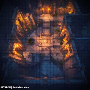 Destinys Courtyard Battle Map, DnD Battle Map, D&D, Battlemap, Dungeons and Dragons, 5e, Roll20, Fantasy Grounds, Foundry, VTT, Digitale kaart