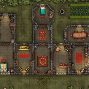 Baron's Manor Battle Map, DnD Battle Map, D&D, Battlemap, Dungeons and Dragons, 5e, Roll20, Fantasy Grounds, Foundry, VTT, Digital Map