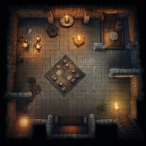 Basement Battle Map, D&D Battle Map, D&D, Battlemap, Dungeons and Dragons, 5e, Roll20, Fantasy Grounds, Gießerei, VTT, Digital Map