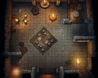 Basement Battle Map,  DnD Battle Map, D&D, Battlemap, Dungeons and Dragons, 5e, Roll20, Fantasy Grounds, Foundry, VTT, Digital Map