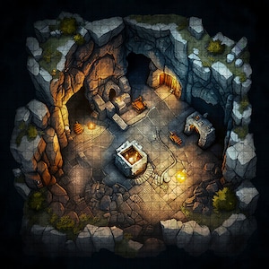 Dwelling Battle Map, DnD Battle Map, D&D, Battlemap, Dungeons and Dragons, 5e, Roll20, Fantasy Grounds, Foundry, VTT, Digitale kaart