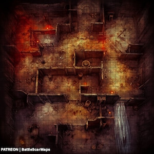 Bloody Maze Battle Map, DnD Battle Map, D&D, Battlemap, Dungeons and Dragons, 5e, Roll20, Fantasy Grounds, Foundry, VTT, Digitale kaart