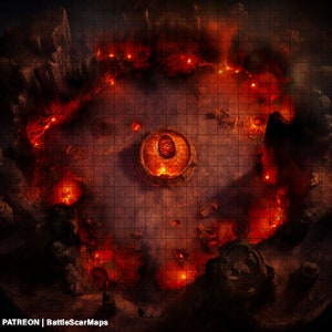 Red Dragon's Nest Battle Map, DnD Battle Map, D&D, Battlemap, Dungeons and Dragons, 5e, Roll20, Fantasy Grounds, Foundry, VTT, Digitale kaart