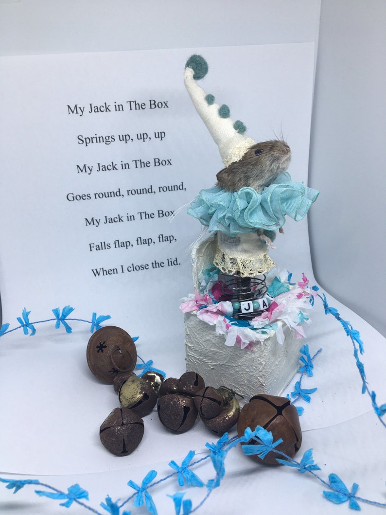 Taxidermy MOUSE, TAXIDERMIED ANIMALS, Mouse Doll, Jack in the Box Taxidermy Clown Mouse Perfect