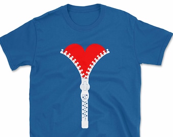 Zip and Heart T-Shirt | Open Heart Surgery Survivor Zipper club Cardio Gift | Printed In-House