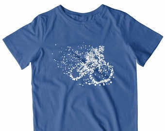 Kids Particle Dot Cyclist T-Shirt | Mountain Biking Biker MTB Road Bicycle Gift | Printed In-House