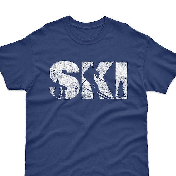 Ski Slogan T-Shirt | Distressed Vintage Look Skiing Winter Snow Sports Gift | Printed In-House