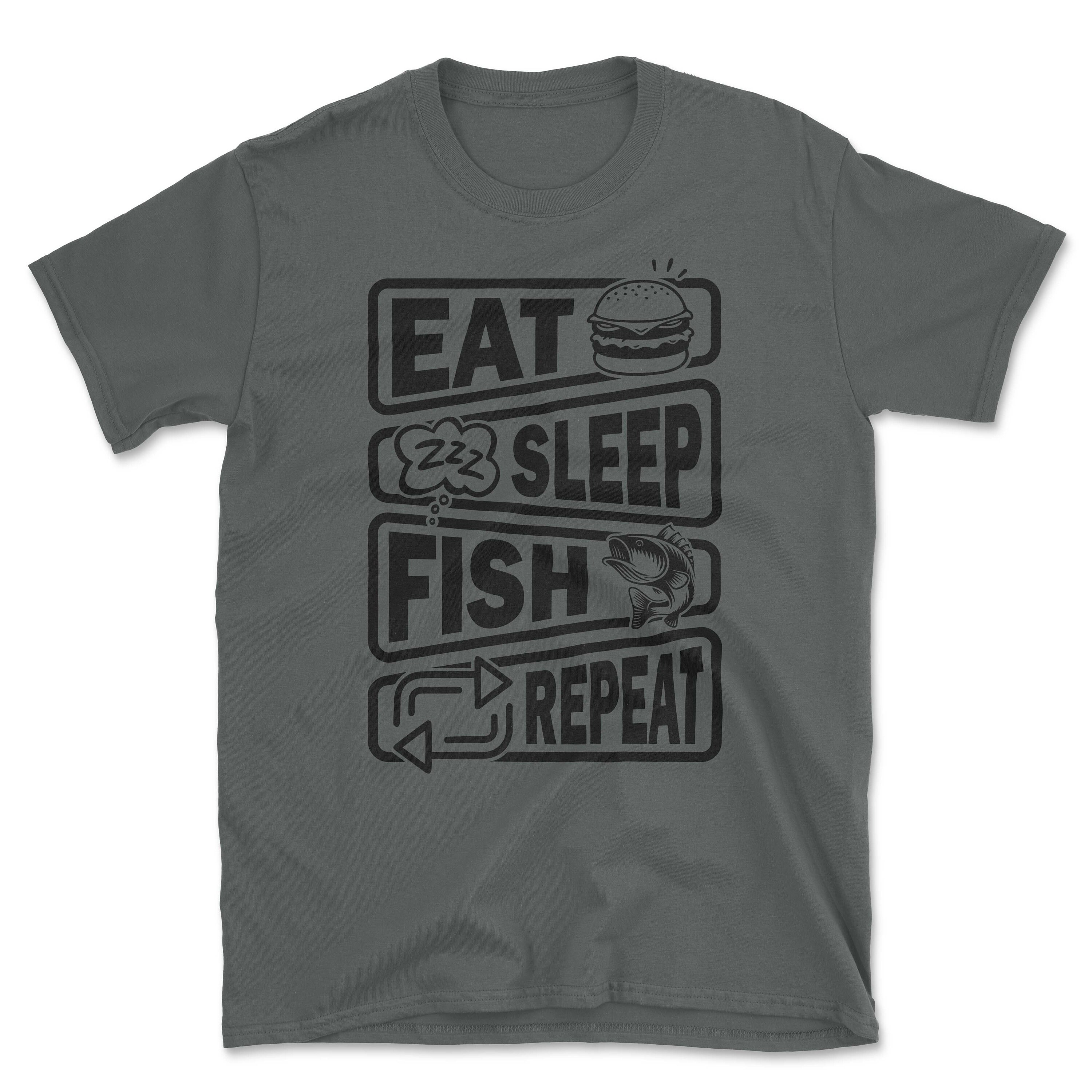 Eat Sleep Fish Repeat Banner T-shirt Retro Distressed Fishing Fisherman  Angling Gift Printed In-house -  UK