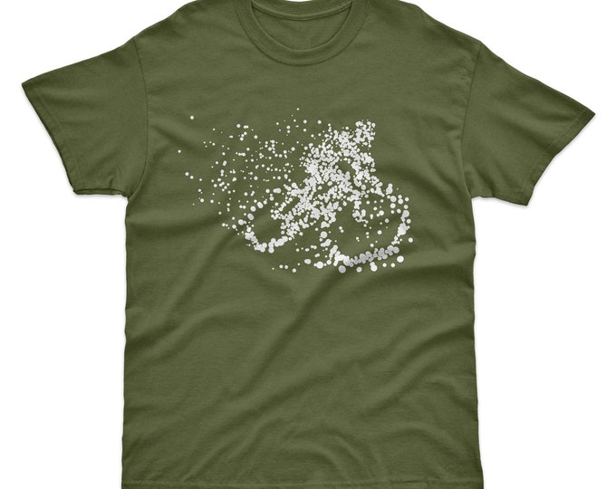 Particle Dot Cyclist T-Shirt | Mountain Biking Biker MTB Road Bicycle Heavyweight Quality Gift | Printed In-House
