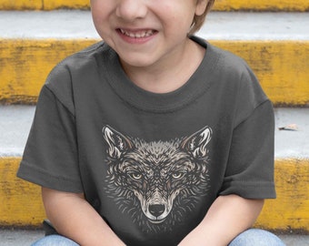 Kids Wolf Illustration T-Shirt | Wild Animal Lover Gift | Printed In-House