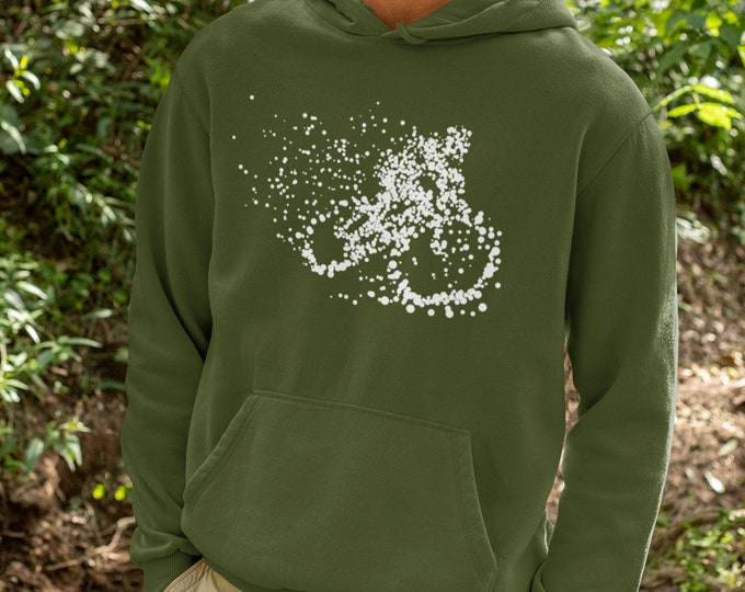 Particle Dot Cyclist Hoodie | Mountain Biking Biker MTB Road Bicycle Cycling Gift | Printed In-House | Various Colours Available