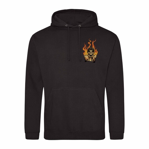 Hoodie with flames on sleeves hotsell