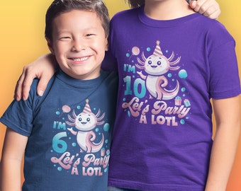 Kids Axolotl Birthday T-Shirt | Any Age Printed | Funny Let's Party Children's Gift | Printed In-House