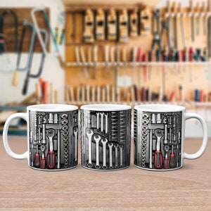 Socket & Spanner Set Mug | Workshop Tools Mechanic Coffee Rim and Handle Gift | Printed In-House | International Delivery Available