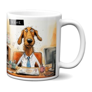 Personalised Name Office Animals Mug | Funny Cartoon Pencil Drawing Work Gift For Him Boss Colleague WFH | Printed In-House