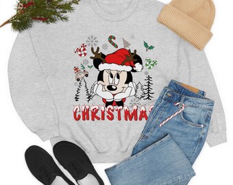 Minnie Mouse Santa Hat Unisex Heavy Blend Crewneck Sweatshirt