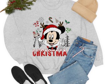 Christmas Mickey Santa Hat Unisex Heavy Blend Crewneck Sweatshirt