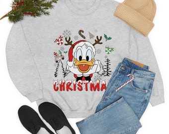 Donald Duck Santa Hat Unisex Heavy Blend Crewneck Sweatshirt