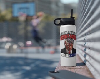 Trump 2024 American Flag Mug Shot Stainless Steel Water Bottle, Standard Lid
