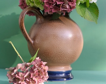 Vase Steingut Keramik Steinzeug  Salzglasur Blumenvase braun blau shabby Brocante Küche  Vintage retro handmade pottery