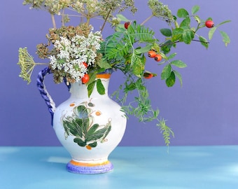 Vase Wasserkrug Keramik floral retro vintage Blumen Handarbeit handbemalte Vase | Made in West German