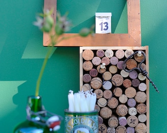 Pinnwand Korken + Holzkiste DIY Upcycling  Deko für die Küche zum Hinstellen - Geschenk