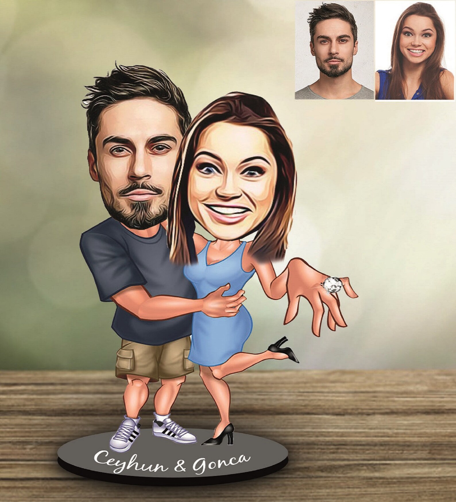 Personalised Wooden Couple Figurine Gift of Love Funny Photo Etsy