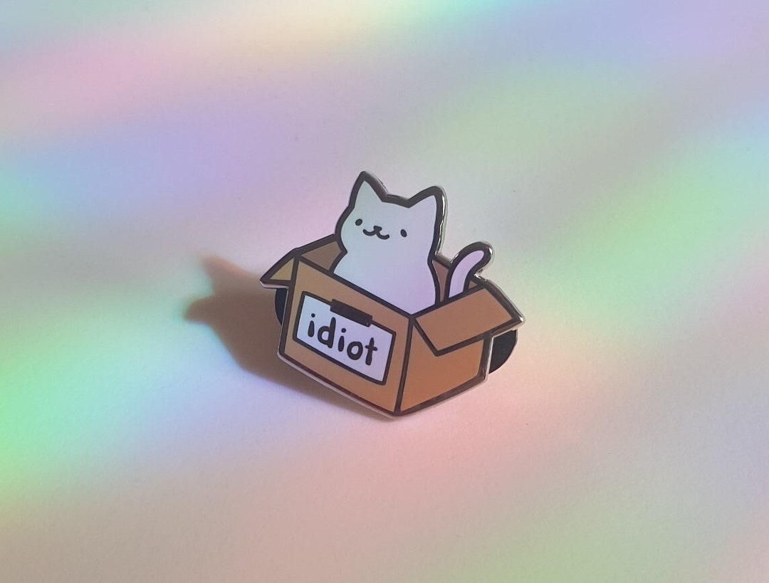Idiot Cat Enamel Pin - Etsy