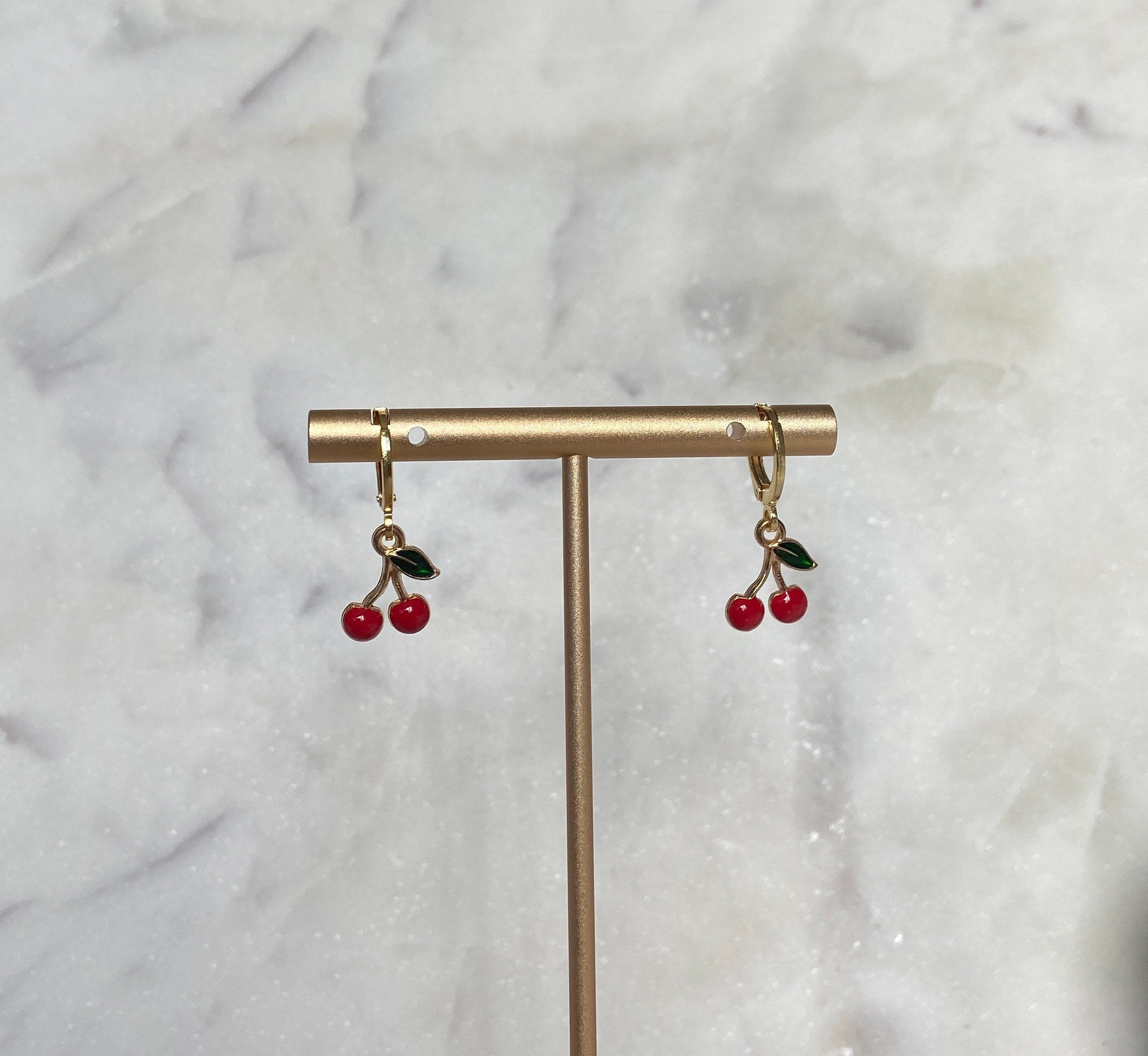 Gold cherry deals earrings