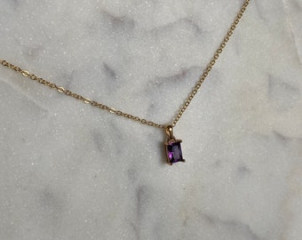 16K Vergoldet Lila Zirkon Pave Layer Halskette Anhänger, Minimal, zierliche Halskette, Halskette für sie, Geschenk für sie, Brautjungfer Geschenk