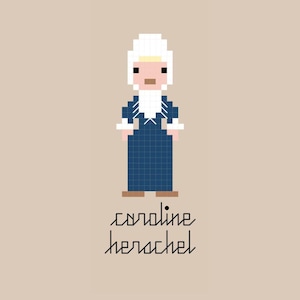 Caroline Herschel - "Kometjägaren" - Banbrytande astronom - Korsstygnsmönster