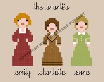 The Brontë Sisters Cross Stitch Patterns - Charlotte Emily Anne