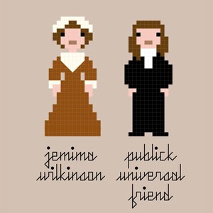 Publick Universal Friend Cross Stitch Pattern - Genderless Preacher - Colonial America