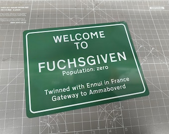 Plaque en métal drôle de village abandonné - Fuchsgiven Souvenir