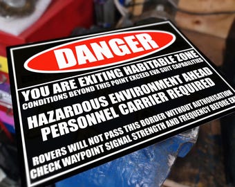 Panneau métallique de sortie de zone habitable - Avertissement de colonie spatiale