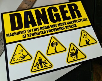 Panneau d'avertissement amusant en métal « Sphincter Puckering Speed » - 20 x 15 cm