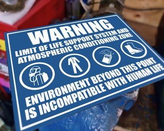 Panneau d'avertissement de survie : décoration industrielle en métal, cadeau geek de science-fiction